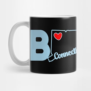 Connecticut Born with State Outline of Connecticut in the word Born Mug